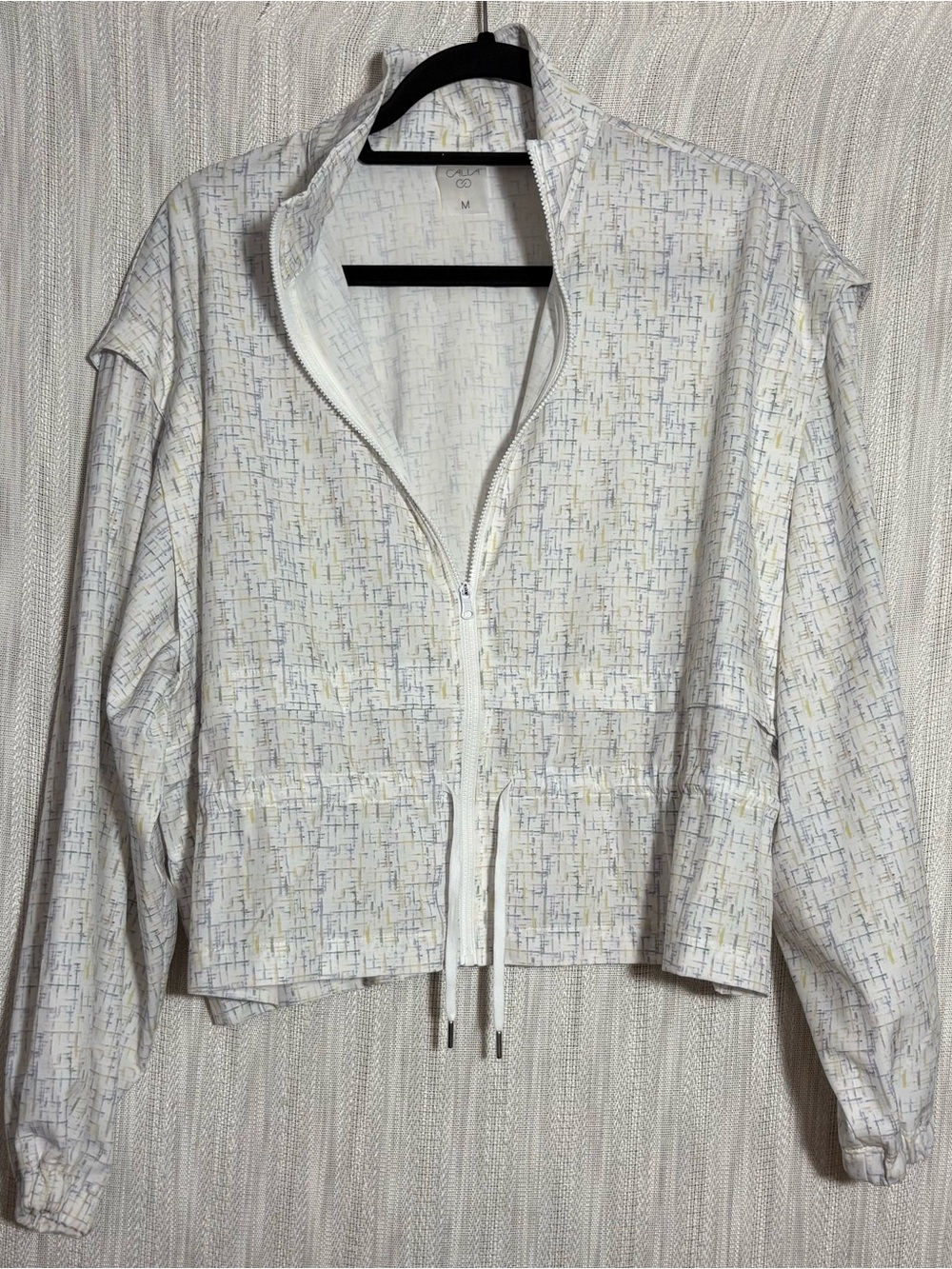 Calia Women's White Printed Drawstring Bomber Jacket - Picture 4 of 6